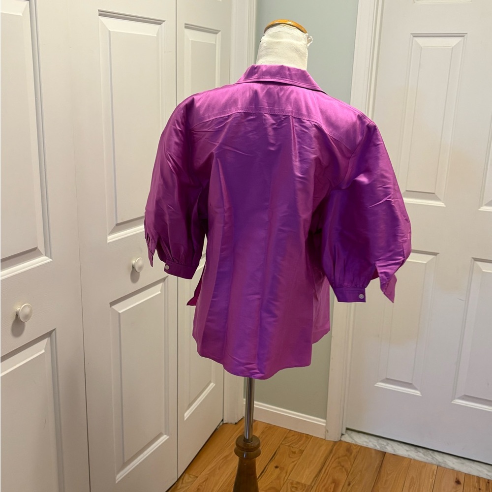 Elegant Women's Purple Wrap Top - Picture 3 of 3